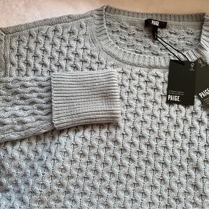 NWT PAIGE Wool Vintage Sky Blue Textured Knit Olette Sweater Women’s Size M